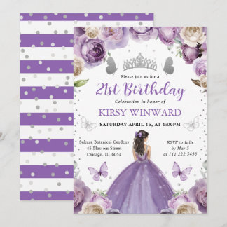 Lila Kleid Brünett Princess Geburtstag Einladung