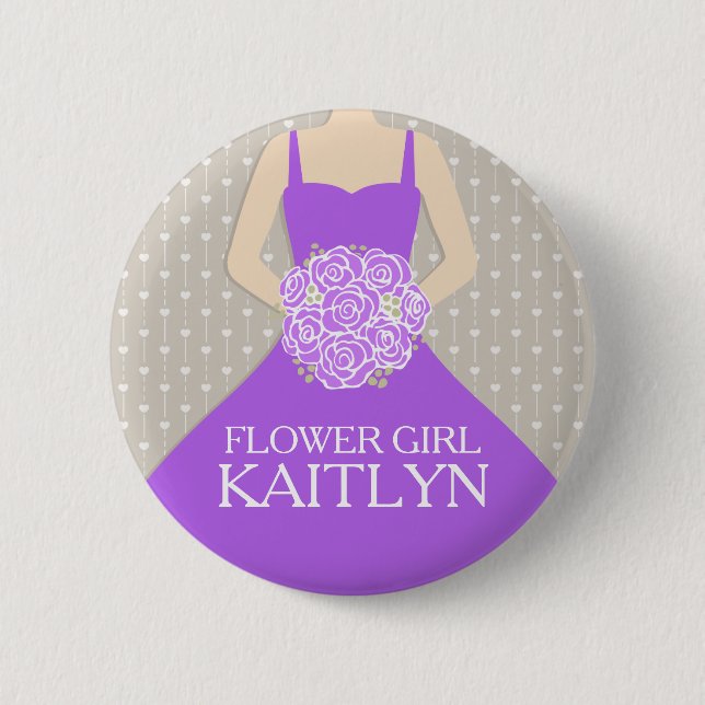 Lila Kleid des Blumenmädchens nannte Button (Vorderseite)