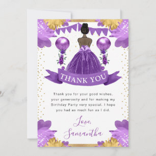 Lila Kleid Dunkle Haut Prinzessin Geburtstag Dankeskarte