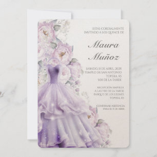 Lila Kleid Quinceañera Einladung