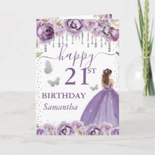 Lila Kleid Rothaarige Prinzessin Geburtstag Karte