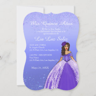 Lila Kleid Vintage Quinceañera Einladung