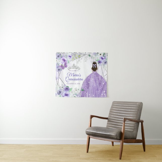 Lila Kleider Lilac Quinceañera Crow Begrüßungszeic Wandteppich (Beispiel (Horizontal))
