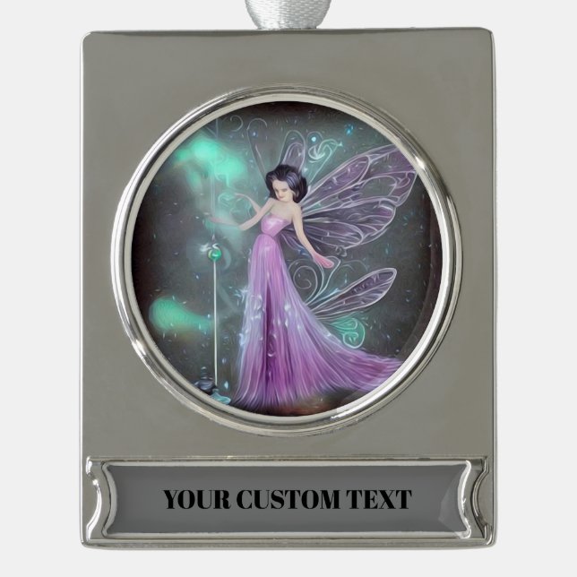 Lila Kleidermühle gestrichen Banner-Ornament Silber (Vorderseite)