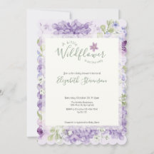 Lila kleine Wildblumen-Baby-Party-Einladung