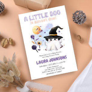 Lila Kleiner Boo-Geist-Hexen-Baby-Party Einladung