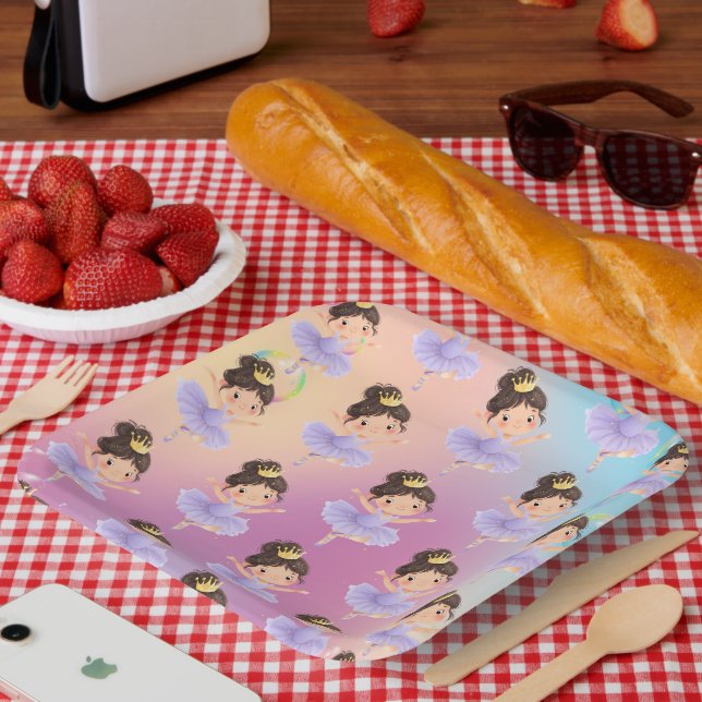 Lila kleiner Princess-Ball Pappteller (Picknick)