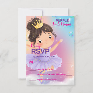 Lila kleiner Princess-Ball RSVP Karte