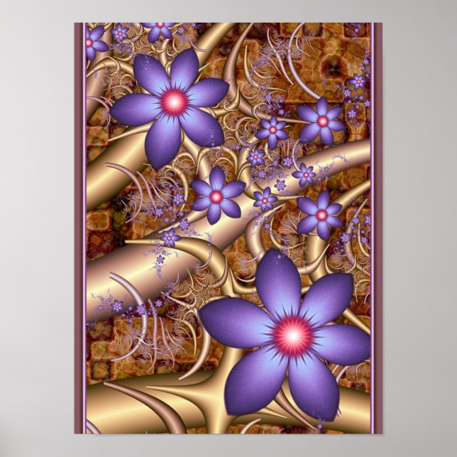 Lila Kletterblumen Poster (Vorne)