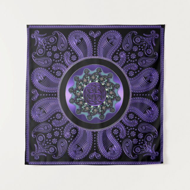 Lila Knotenmandala-Wand-Tapisserie Paisleys Wandteppich (Vorderseite)