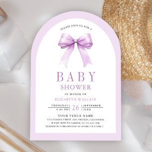 Lila Kokette Bogen QR Code Baby Shower Einladung