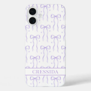 Lila Koketten Schleifen Monogramm iPhone 16 Plus Hülle