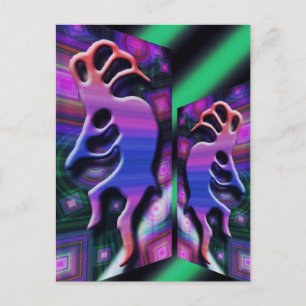 Lila Kokopelli Abstrakt Postkarte