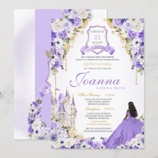 Lila Königliche Prinzessin Gold & Lavender Quincea Einladung