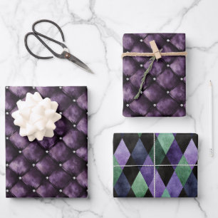 Lila königliche Quadrate Junggesellinnenabschied Geschenkpapier Set
