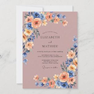Lila Kornblumen-Aquarell-Hochzeit Einladung