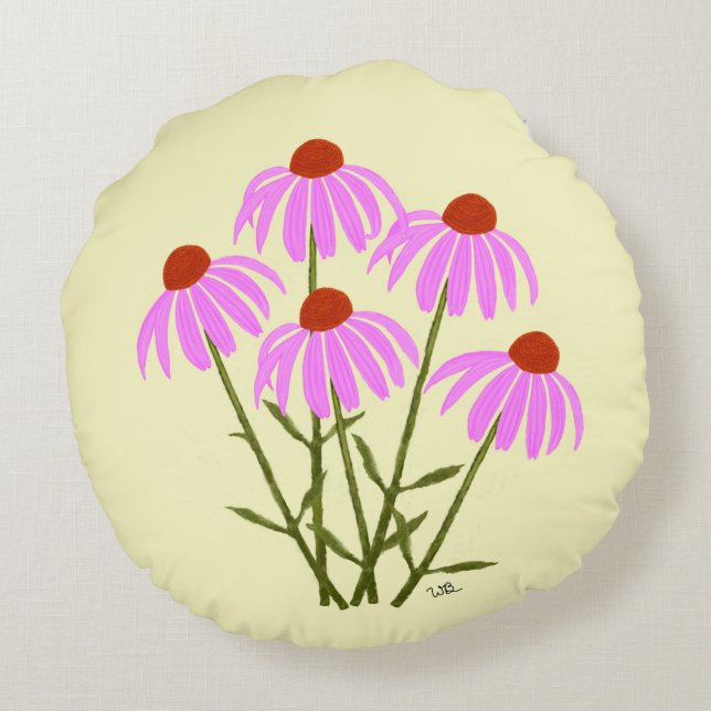 Lila Kornblumen Rundkissen Rundes Kissen (Rückseite)