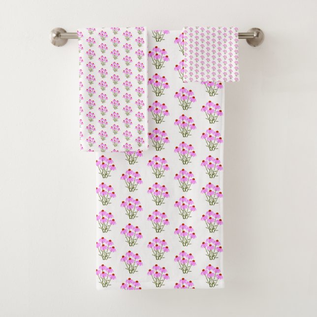 Lila Kornblumen Weiß Badhandtuch Set (Insitu)