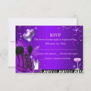 Lila Korsett & Zebra Junggesellinnenabschied RSVP Karte