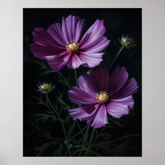 Lila Kosmos-Blume Art Print Poster