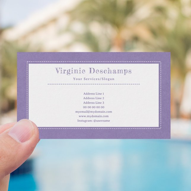 Lila Kraft- und Rustikale Minimalistische Visitenk Visitenkarte (Rustic Purple Business Card)