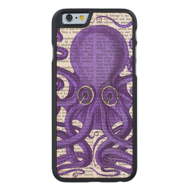 Lila Krake Carved Wood iPhone Hülle (Rückseite)