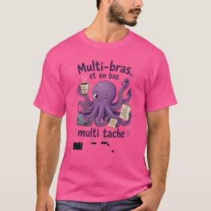 Lila Krake mit mehreren Armen & Multitasking – mit T-Shirt