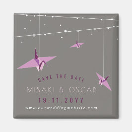 Lila Krane und Leuchtenlampen Save the Date Magnet