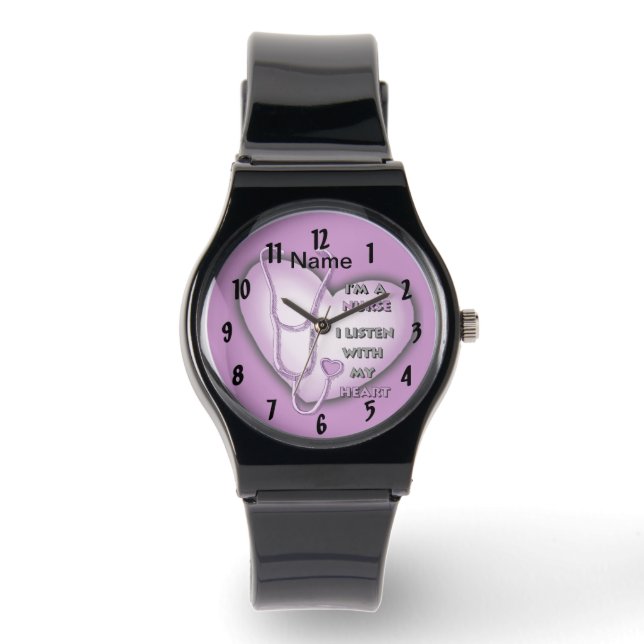 Lila Krankenschwester Armbanduhr (Vorderseite)