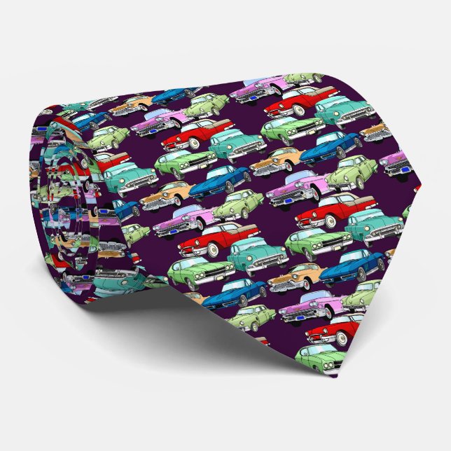 Lila Krawatte von Classic Cars (Gerollt)