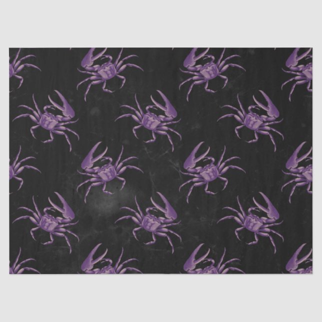 Lila Krebse auf Black Decoupage Seidenpapier (Vorderseite)