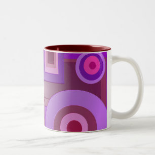 Lila Kreise und Quadrate Zweifarbige Tasse