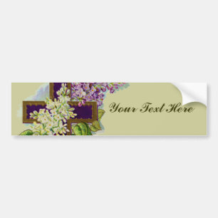Lila Kreuz mit Blumen Autoaufkleber