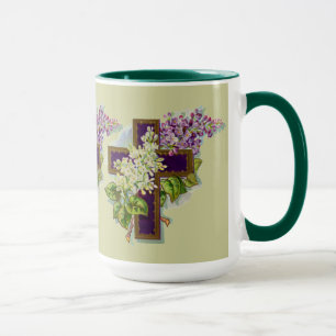 Lila Kreuz mit Blumen Tasse
