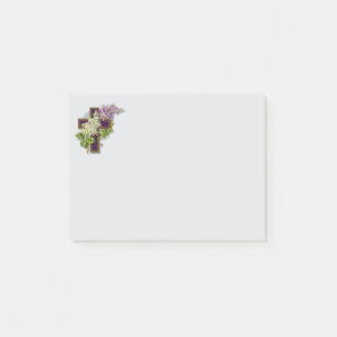 Lila Kreuz und Blumen Post-it Klebezettel