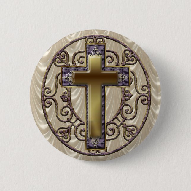 Lila Kreuzknopf Button (Vorderseite)