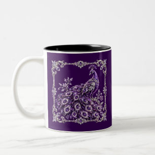 Lila Kristall-Pfau Luxus-Kollektion Zweifarbige Tasse