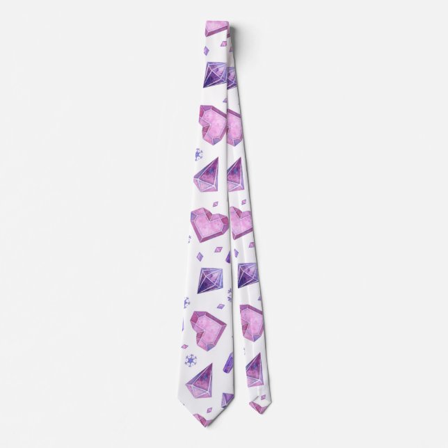 Lila Kristallherzenmuster, Geschenk des Valentinst Krawatte (Vorderseite)