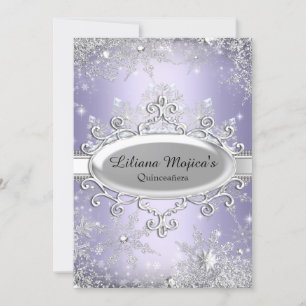 Lila Kristallschneeflocke Prinzessin Quinceanera Einladung