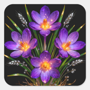 Lila Krokus-Blumenaufkleber Quadratischer Aufkleber
