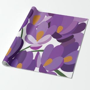 Lila Krokus Blüten Geschenkpapier
