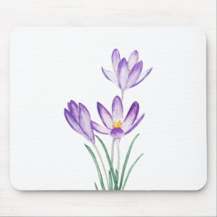 lila Krokus-Blüten-Wasserfarbe Mousepad