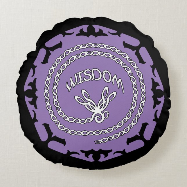 Lila Kronchakra "Weisheit" Dragonfly Rundes Kissen (Vorderseite)