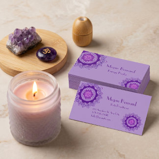 Lila Kronenchakra Energie Heiler Reiki Geschäft Visitenkarte