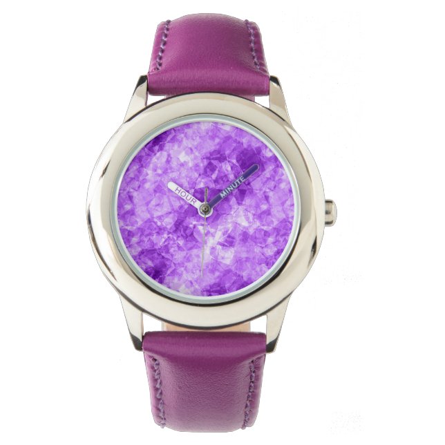 Lila Krummstoff Armbanduhr (Vorderseite)