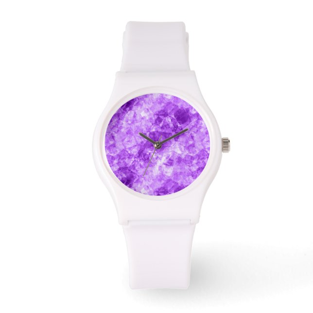 Lila Krummstoff Armbanduhr (Vorderseite)