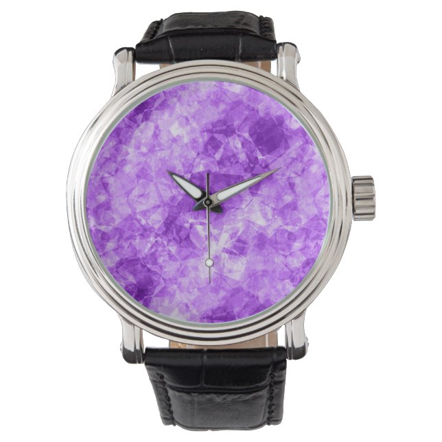 Lila Krummstoff Armbanduhr (Vorderseite)