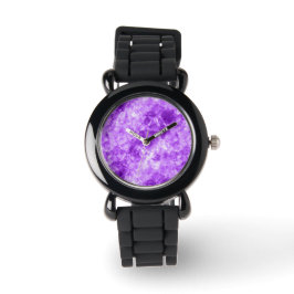Lila Krummstoff Armbanduhr
