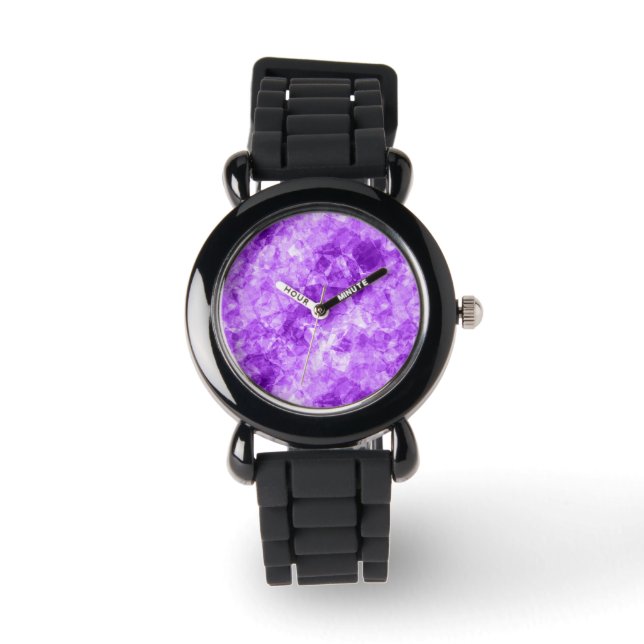 Lila Krummstoff Armbanduhr (Vorderseite)