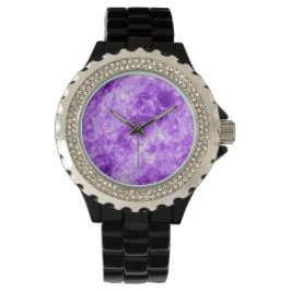 Lila Krummstoff Armbanduhr